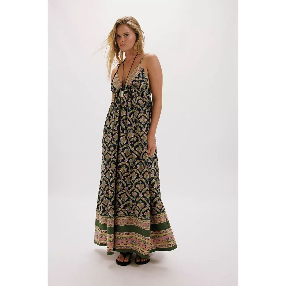 New Free People Sorrento Stroll Printed Maxi Dress Size L - Picture 3 of 14
